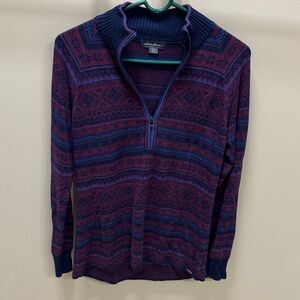 Eddie Bauer Men's Zip-Up Sweater in Purple and Navy